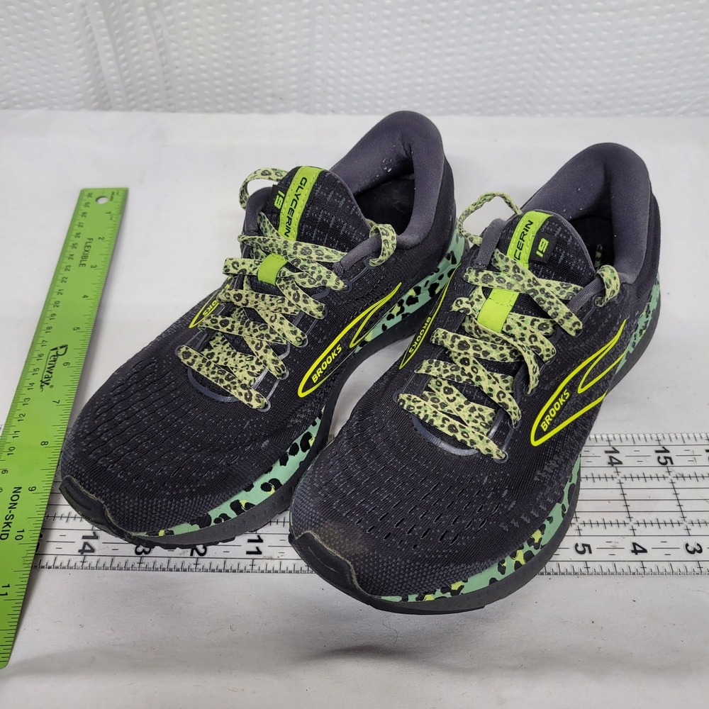 Brooks Glycerin 19 Womens Running Shoes Black Mint Leopard Print 1203431B029 8.5